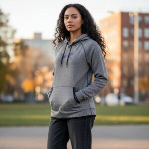 Under Armour Storm1 Loose Women's Heather Gray Purple Hoodie Sweatshirt size M